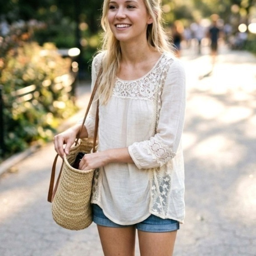 M Women Blouse Boho Cottagecore Romantic Disney Bound‎ Peasant Belle Rapunzel